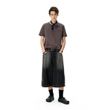 Jeans-Jorts mit geradem, weitem Bein