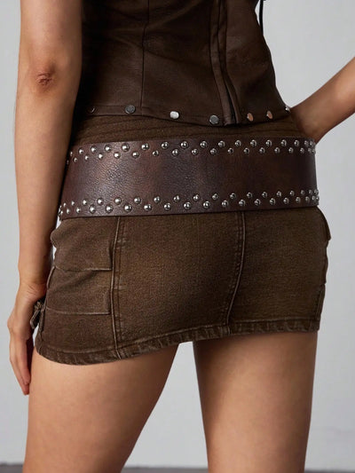 Y2K Wide Studded Western Belt