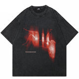 Oversized Vintage Graphic Shadow Cotton T-Shirt