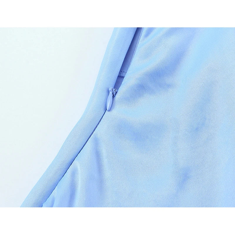 Baby Blue Silky Satin Cami Dress