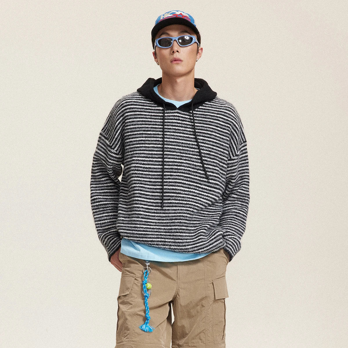 Striped Hooded Sweater Knitted Pullover