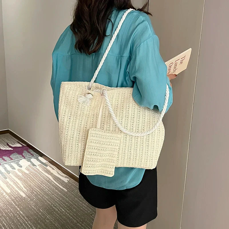 Knitted Rope Handle Shoulder Bag