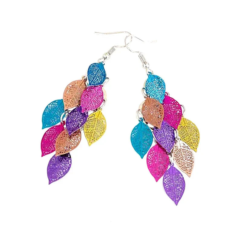 Vintage Hollow Leaves Shiny Earrings