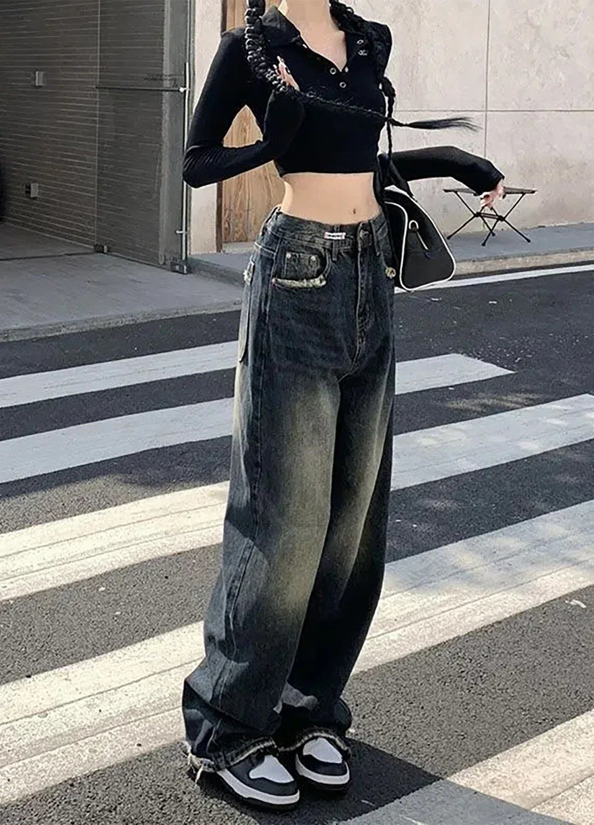 Retro Women's High Waisted Straight Leg Jeans