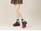 Chunky Leather Plush Color Block Sneakers