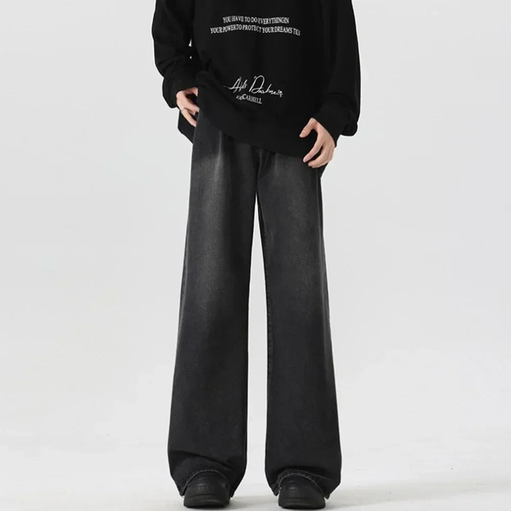 Solid Color Wide Leg Jeans