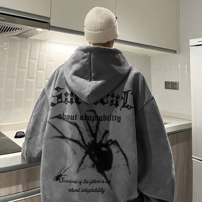 Gothic Spinnen bedruckter Oversized Hoodie