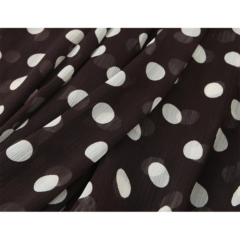 Sexy Polka Dot Patchwork Strapless Maxi Dresses