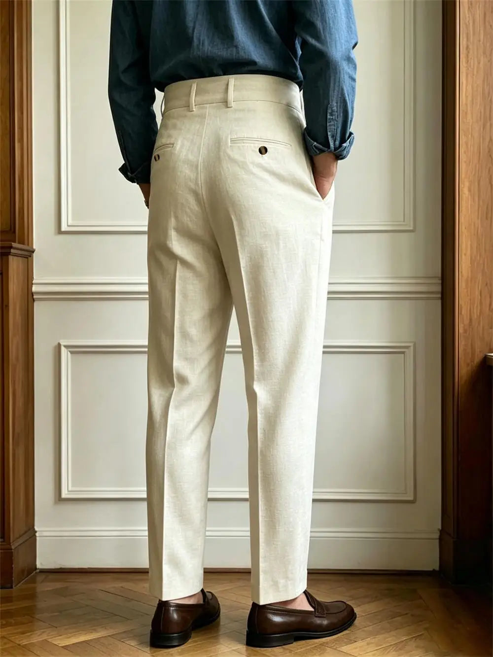 Classic Italian Naples Style Linen Men Pants
