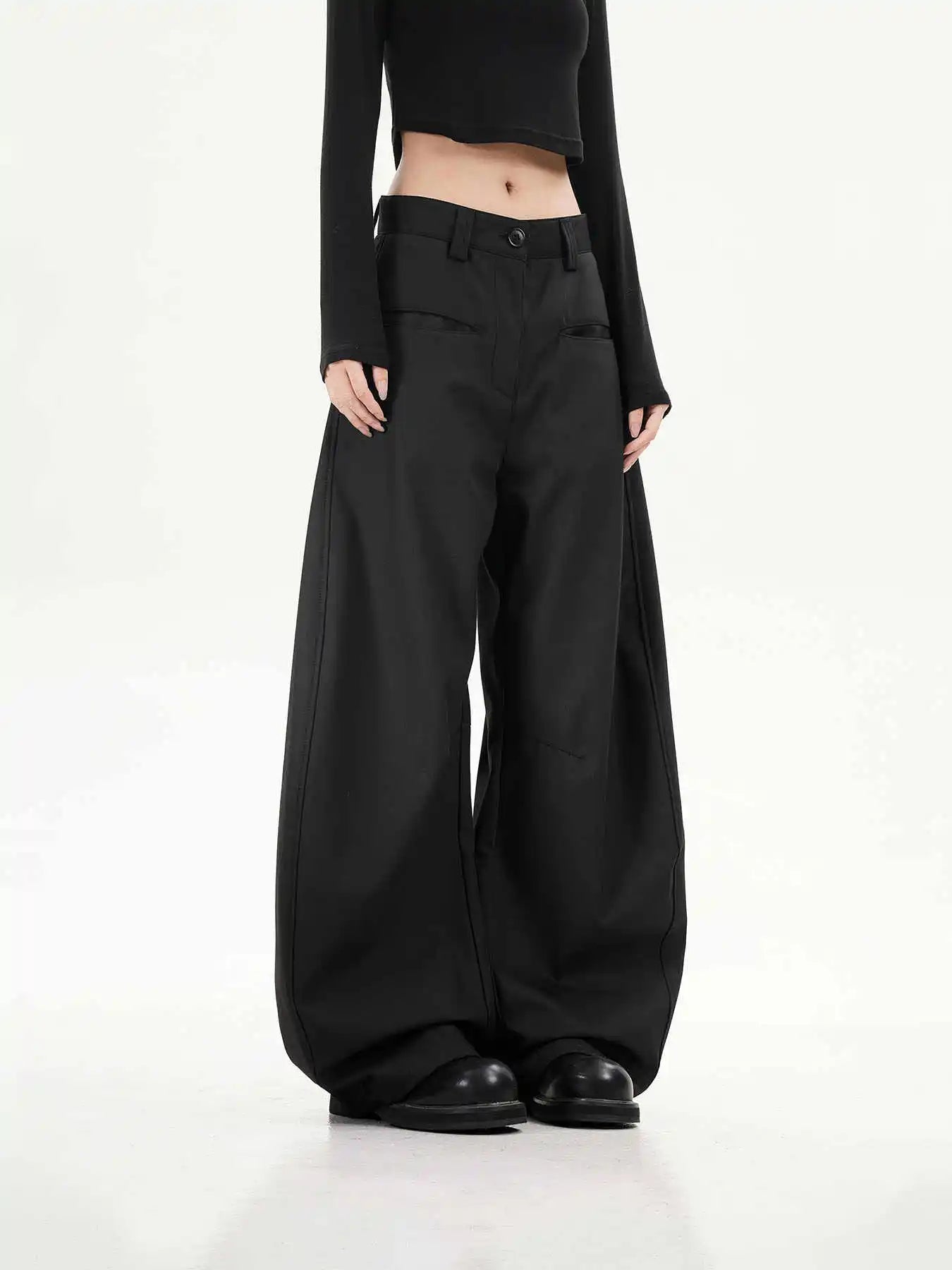 Vintage schwarze weite Hose