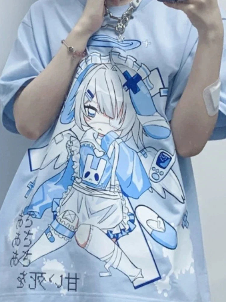 Japanese Cartoon Print Cute Oversized T-Shirt