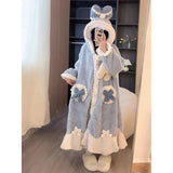 Winter Bow Robe for Women Nightdress