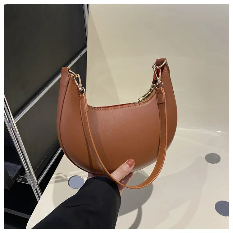 Crescent Moon Chic Leather Handbag
