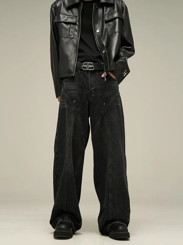 Black Grunge Wide Leg Jeans
