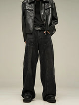 Black Grunge Wide Leg Jeans