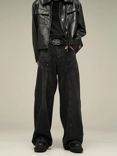 Schwarze Grunge-Jeans mit weitem Bein