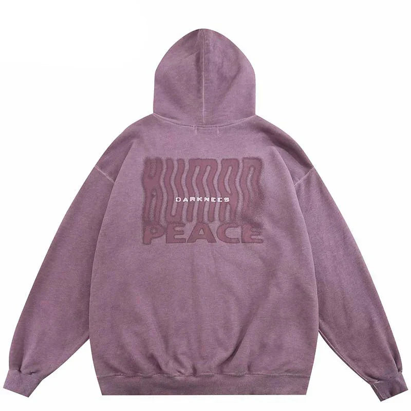 Sudadera con capucha Lavada en Negro Sombra Paz Oscuridad