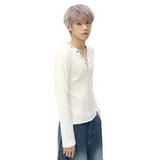 Knitting V-Neck Slim Fit T-Shirt