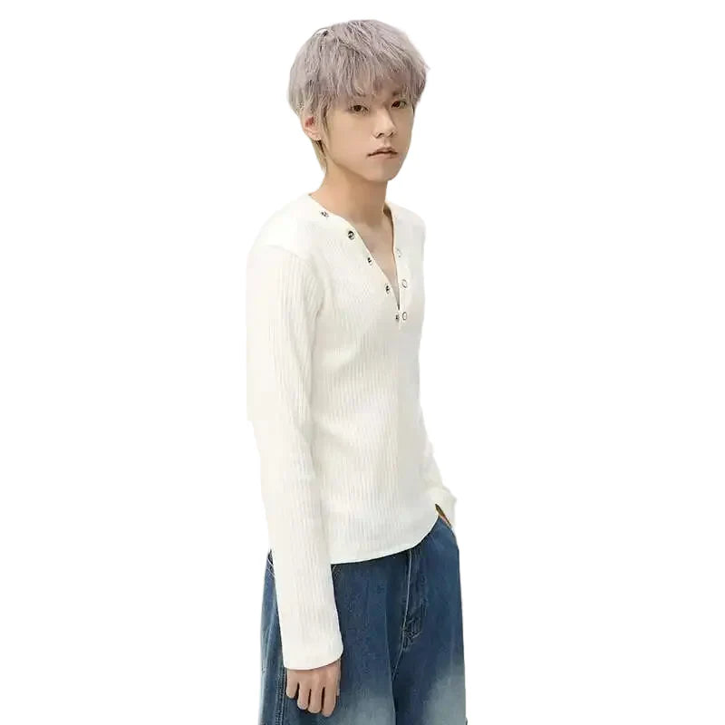 Knitting V-Neck Slim Fit T-Shirt