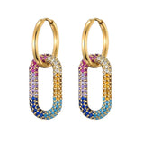 Steel Buckle Oval Earrings