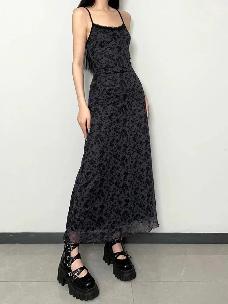 Vintage Grunge Floral Maxi Dress
