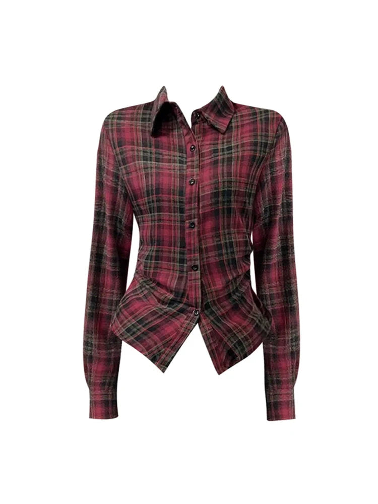 American Retro Plaid Long Sleeve Shirt