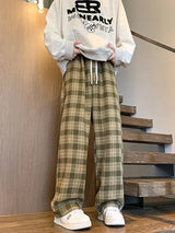 Pantalones anchos de lana a cuadros