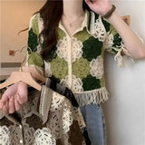 Versatile Minimalist Knitted Color Block Shirt