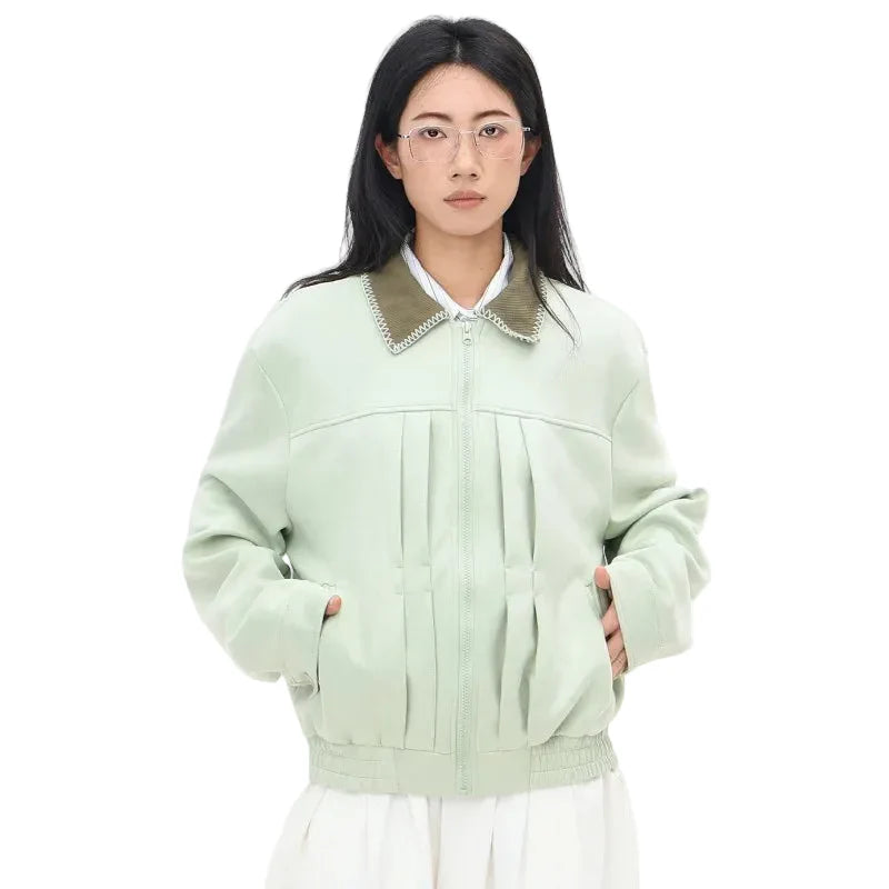 Mint Green Aviator Women's Minimal Varsity Jacket