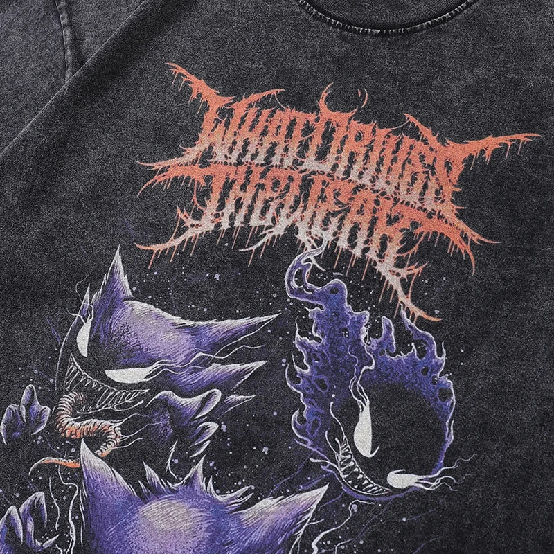 Vintage Washed Black Devil Graphic T-Shirt