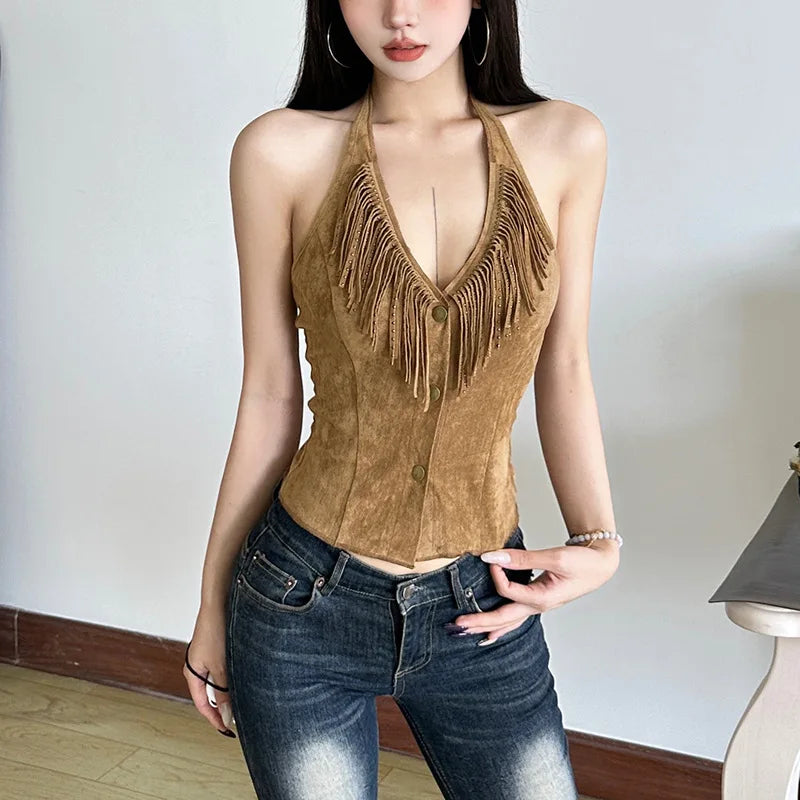 Y2K Cowgirl Halter Top
