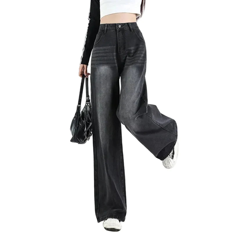 Vintage High Waist Thicken Wide Jeans