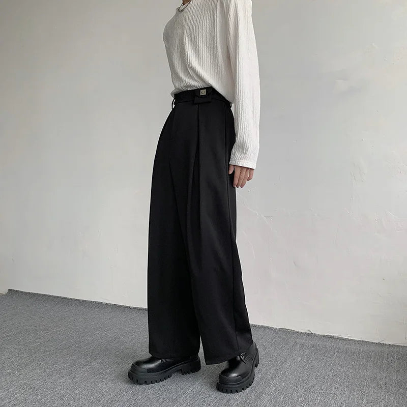 Soft Boy Black Straight Leg High Waist Pants