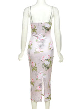 French Retro Floral Midi Dress