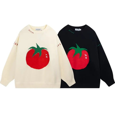 Autumn Cartoon Tomato Girl Sweater