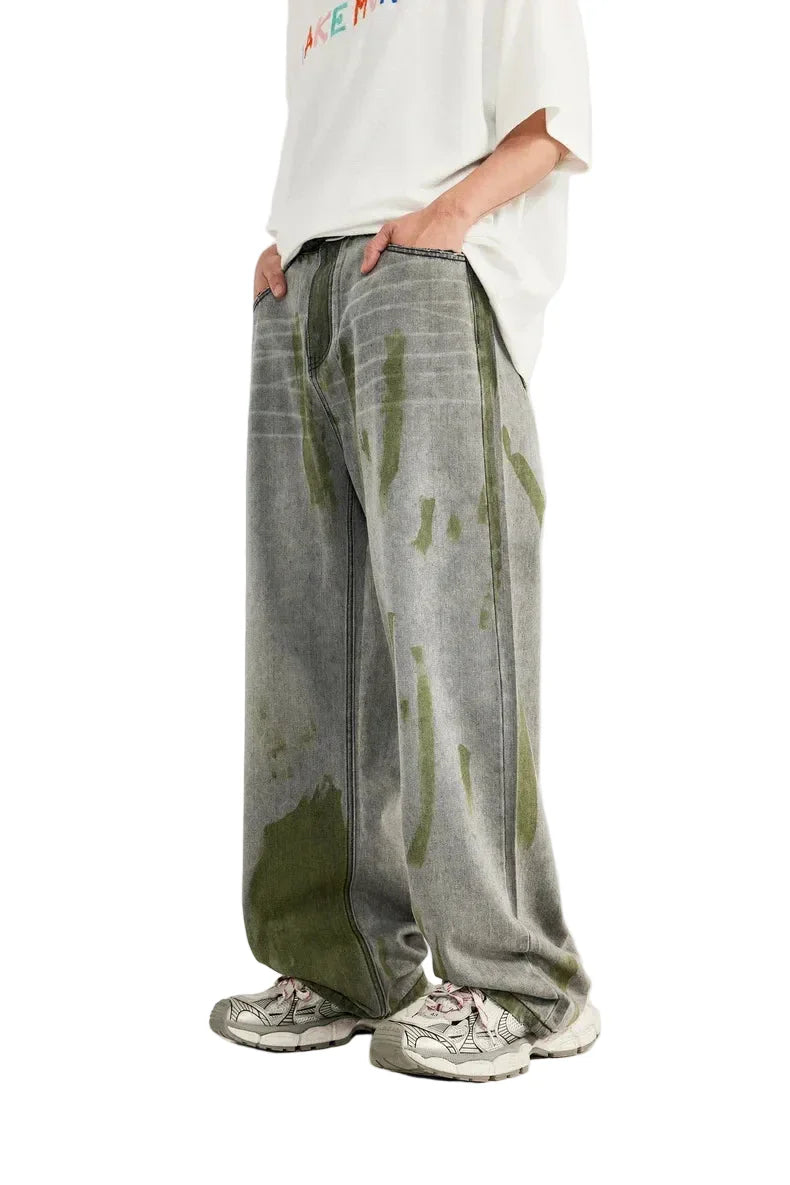 Hand-Painted Wide Leg Jeans
