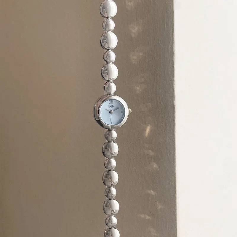 Ladies Silver Bracelet Round Quartz Watch