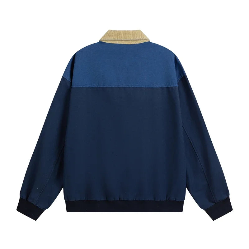 Vintage Japanese Workwear Blue Varsity Jacket