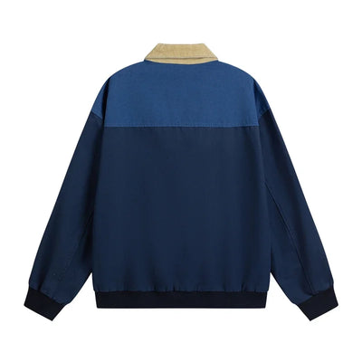 Vintage japanische Arbeitskleidung Blaue Varsity Jacke