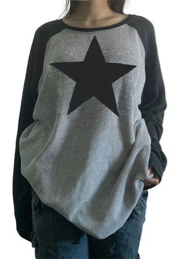 Camiseta larga de patchwork vintage con temática de hadas y estrellas