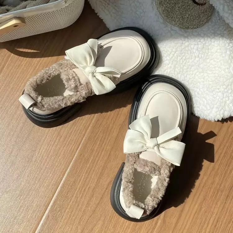 Comfortable Winter Bow Knot Platform Shoes