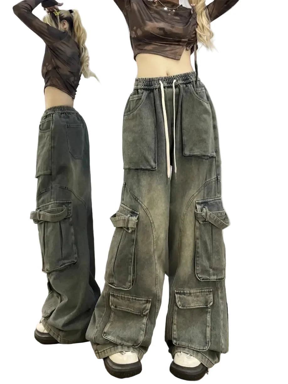 Straight Leg Multi-Pocket Cargo Jeans