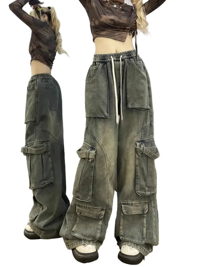 Straight Leg Multi-Pocket Cargo Jeans