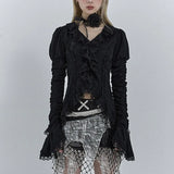 Gothic Black Dark Irregular Blouse