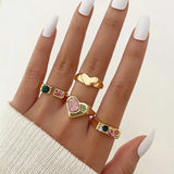 Y2K Gemstone Soft Heart Rings