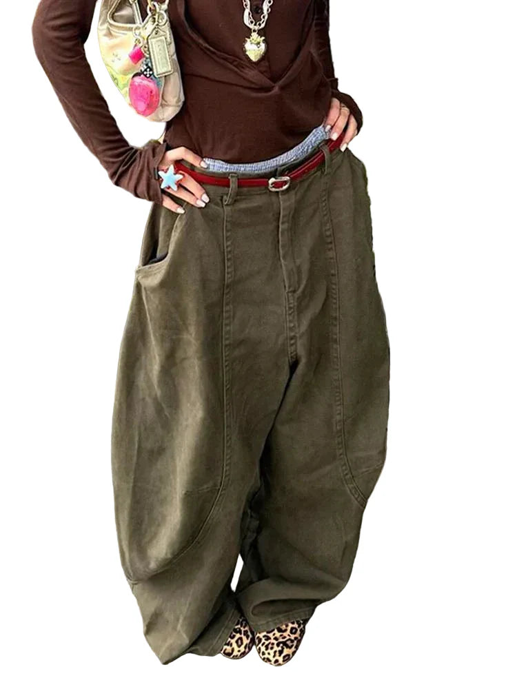 Rusty Green  Baggy High Waist Wide Jeans