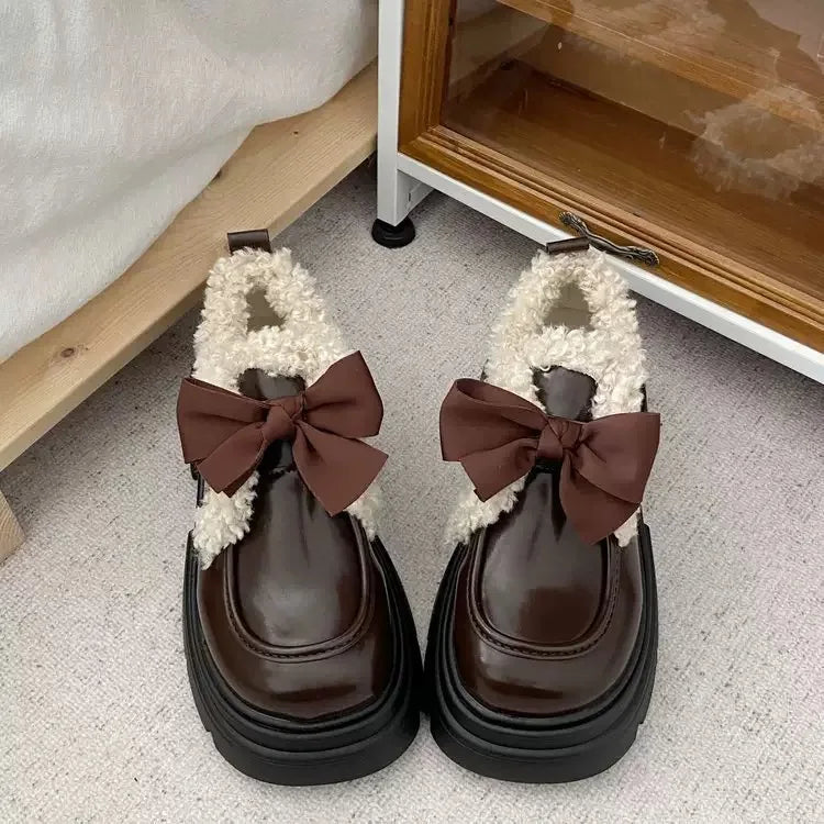 Comfortable Winter Bow Knot Platform Shoes