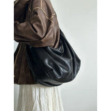 Casual Leather Dumpling Shoulder Bag