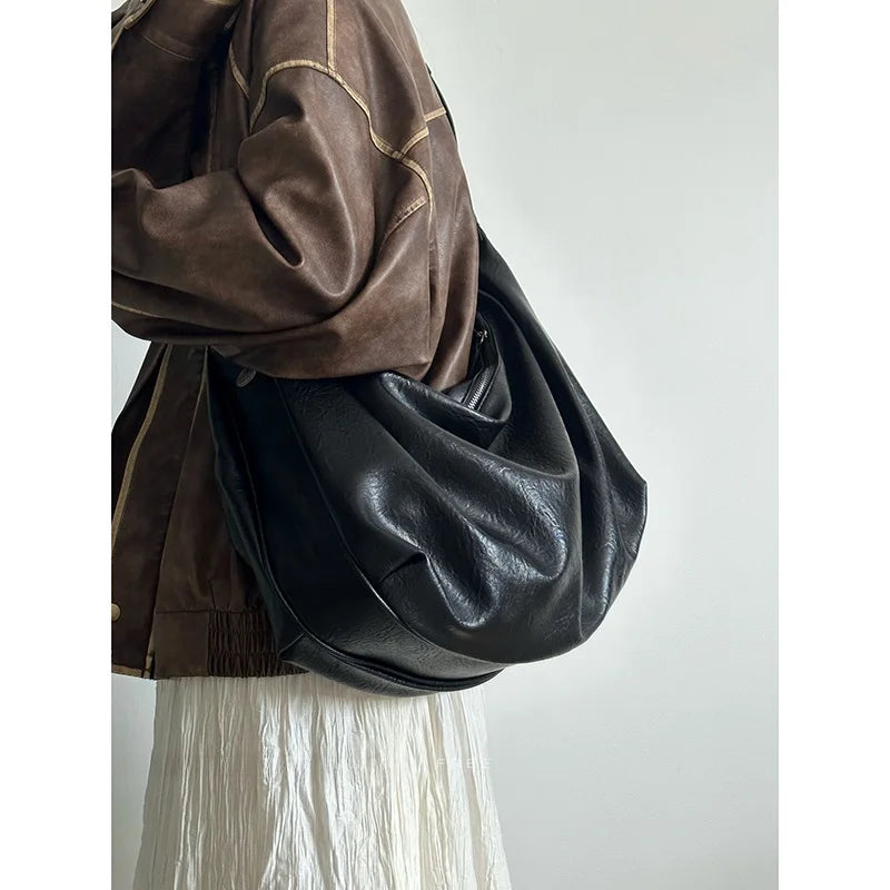 Casual Leather Dumpling Shoulder Bag