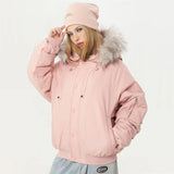 Gefütterte Pufferjacke aus Kunstfell